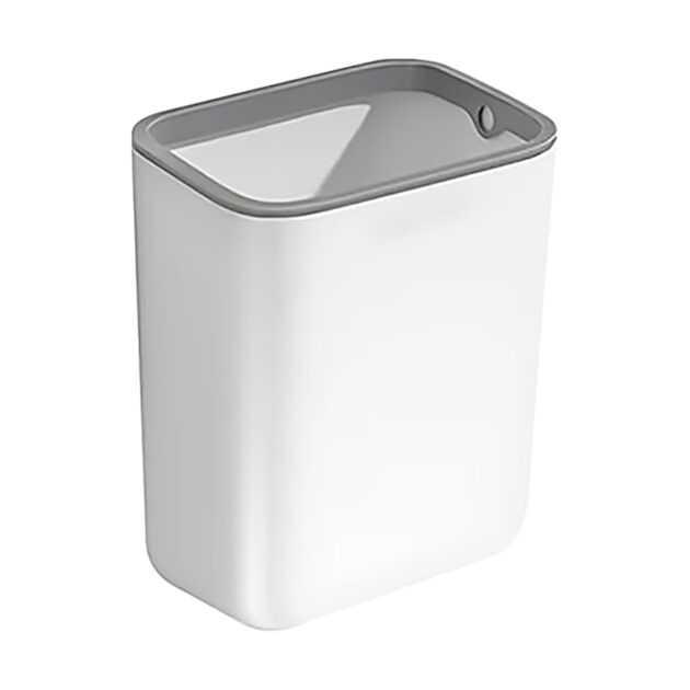 3 Gallon Hanging Kitchen Waste Bin – Space-Saving Trash Can for Cabinets & Drawers, Easy Install Hooks, Durable & Easy-to-Clean Design- Ideal for Kitchen, Bedroom, and Bathroom - White Grey