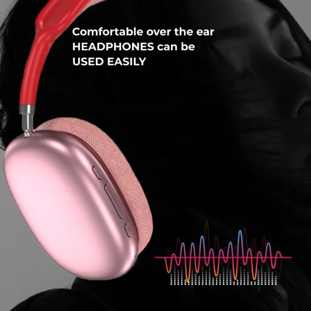 P9 Wireless Bluetooth Headphones, Noise Reduction Headphones Stereo Sound, Red - Image 2