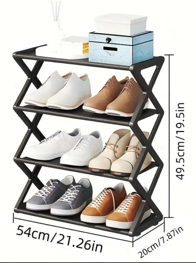 4 Tier Shoe Rack Organizer, Space Saving Shoes Organizer With Sturdy Frame Shoe Rack Shelf For Entryway, Closet, Garage, Bedroom, Cloakroom (Dark Grey) - Image 6