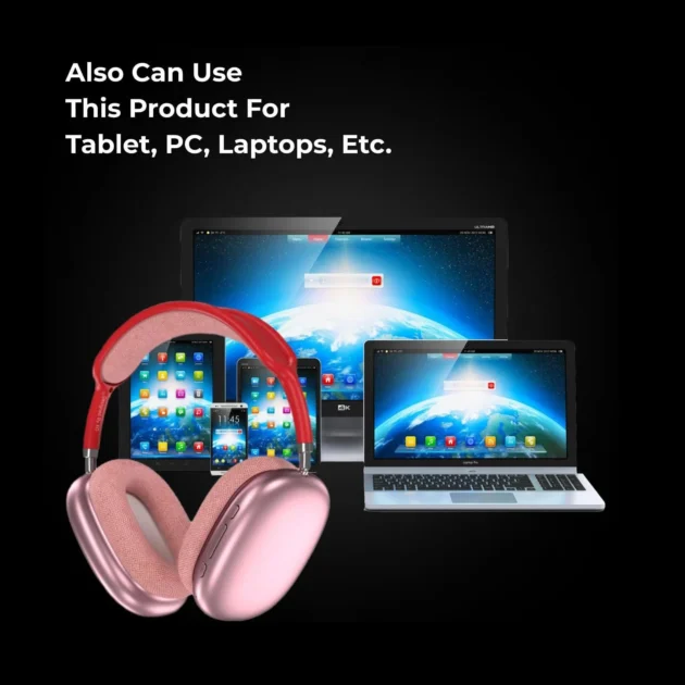 P9 Wireless Bluetooth Headphones, Noise Reduction Headphones Stereo Sound, Red - Image 3