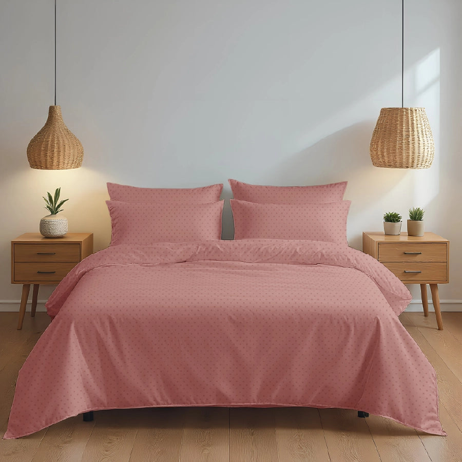 Bedding Bundle | Bedsheet Set with Duvet Cover | Swiss Dot | 500TC