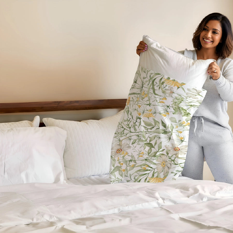 Bedsheet Set | Aquarelle Garden | 100% Cotton King Size Bedsheet + 2 Pillow Cases