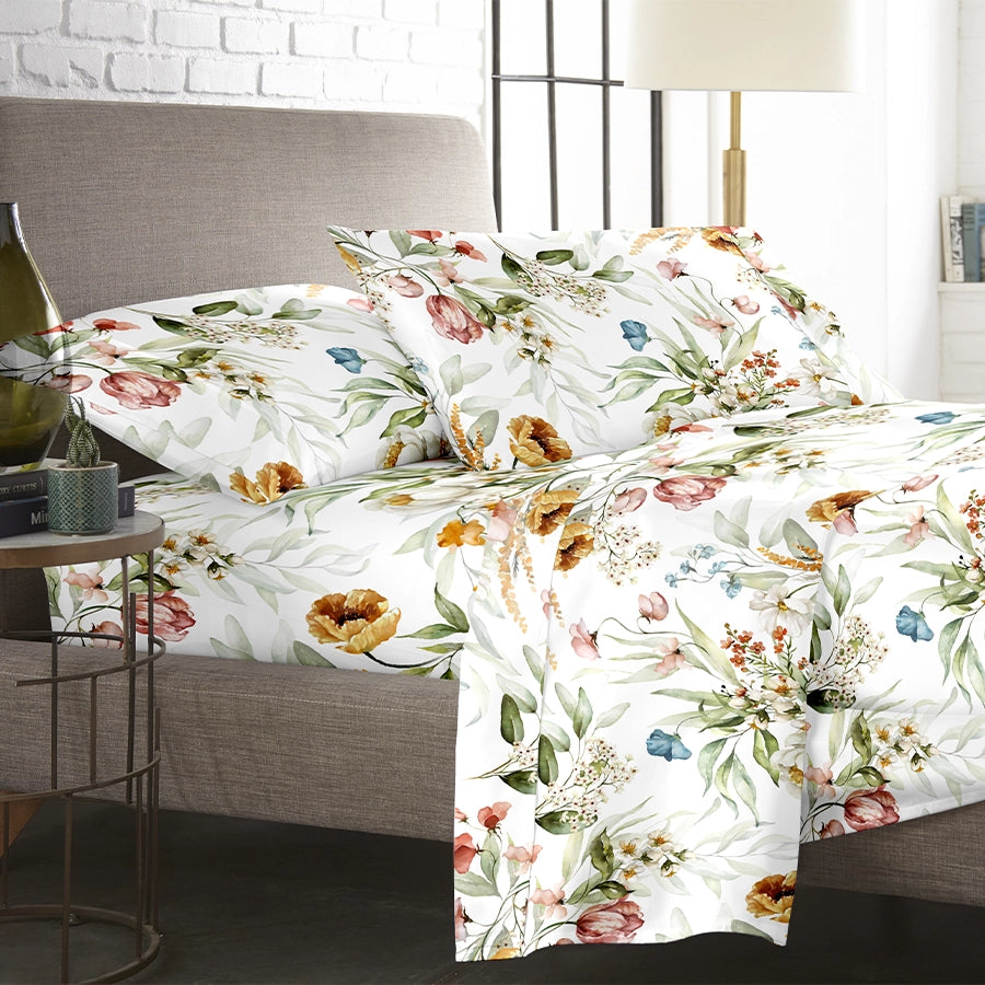 Pillow Cover | Autumn Flora | 100% Cotton | Pack of 2 Pillow Cases