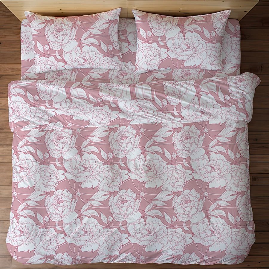 Bedsheet Set | Bloomful Pink | 100% Cotton King Size Bedsheet + 2 Pillow Cases