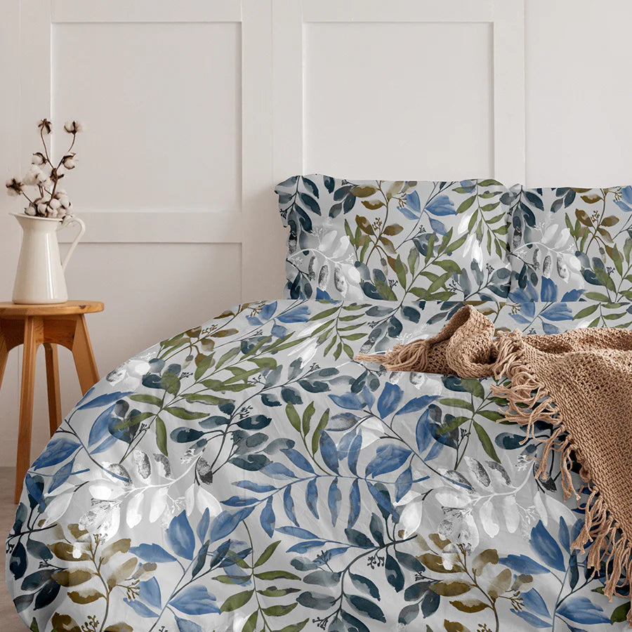 Duvet Cover | Blooming Rowan Leaves | 100% Cotton | Size : Double