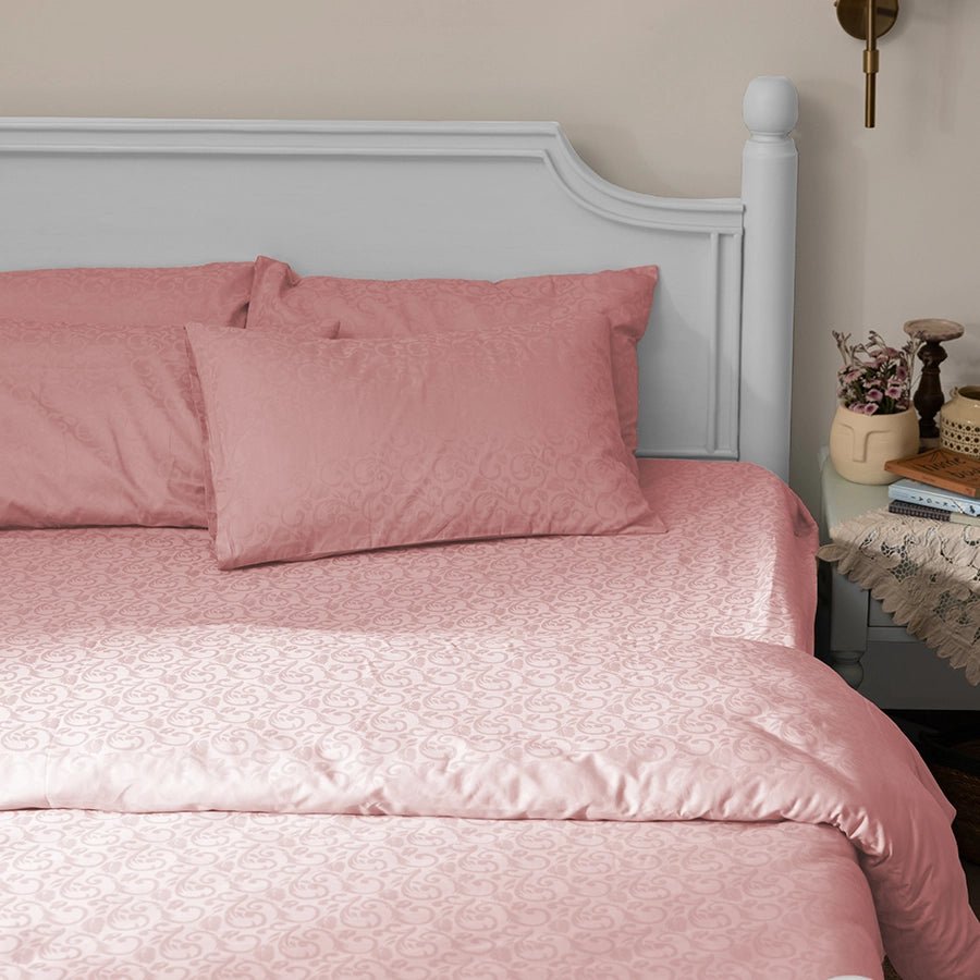 Duvet Cover | Blooming Coral Jacquard | 100% Cotton | Size : Double | 300TC