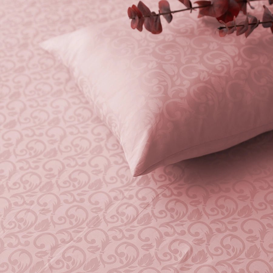 Bedding Bundle | Blooming Coral | 100% Cotton Bedsheet Set with Duvet Cover | 300TC