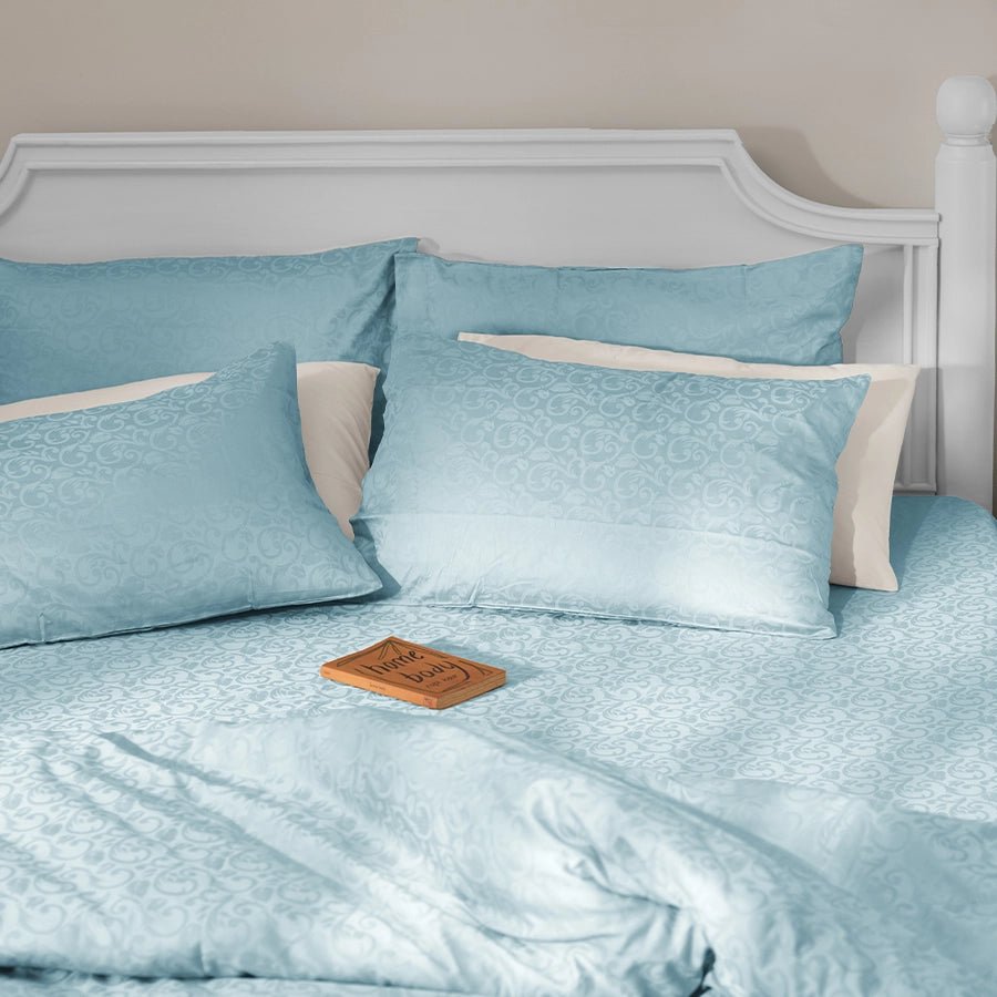 Fitted Bedsheet Set | Blooming Coral Jacquard | 100% Cotton Bedsheet + 2 Pillow Cases [Sizes: King Bedsheets & Queen/ Double Bedsheets] | 300TC