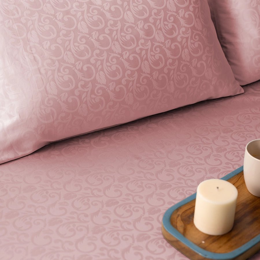Bedding Bundle | Blooming Coral | 100% Cotton Bedsheet Set with Duvet Cover | 300TC