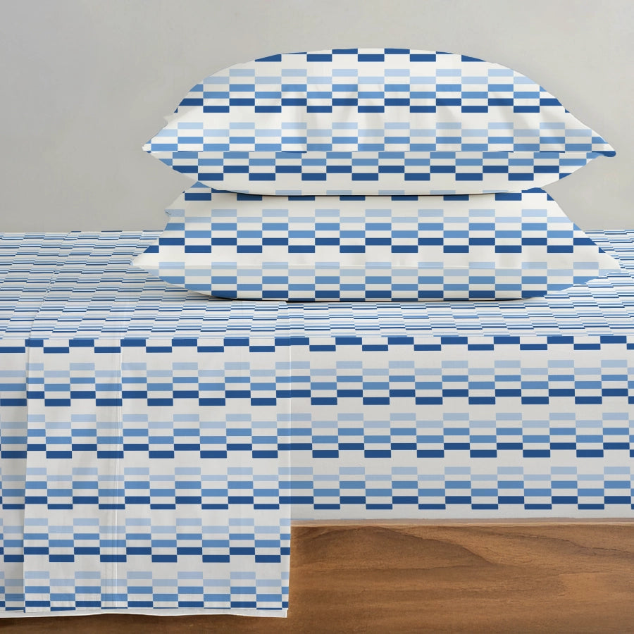 Bedsheet Set | Color Blocks | 100% Cotton King Size Bedsheet + 2 Pillow Cases