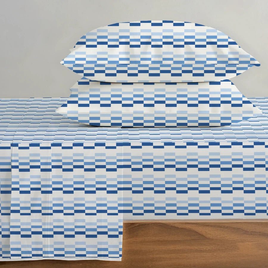Bedsheet Set | Color Blocks | 100% Cotton Single Size Bedsheet with 1 Pillow Case