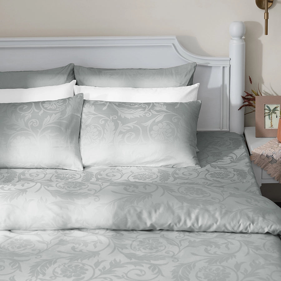 Bedsheet Set | Bold Floral Jacquard | 100% Cotton King Size Bedsheet + 2 Pillow Cases | 300TC