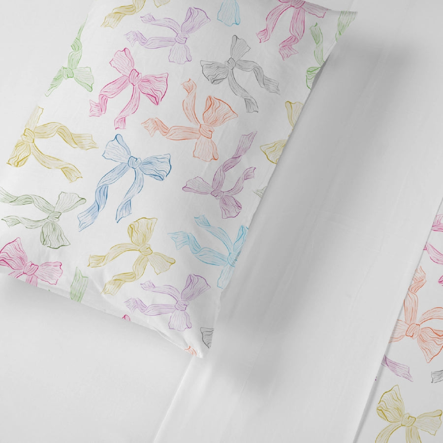 Pillow Cover | Bow | 100% Cotton | Pack of 2 Pillow Cases