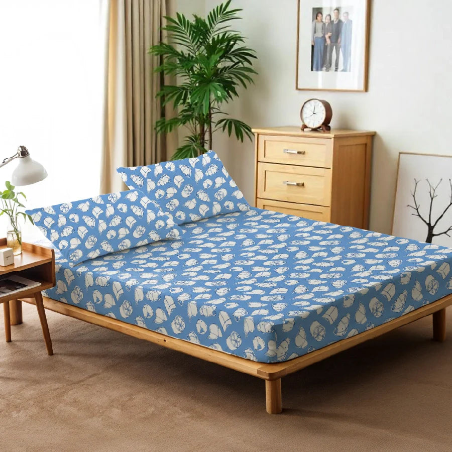 Bedsheet Set | Caps | 100% Cotton Single Size Bedsheet with 1 Pillow Case