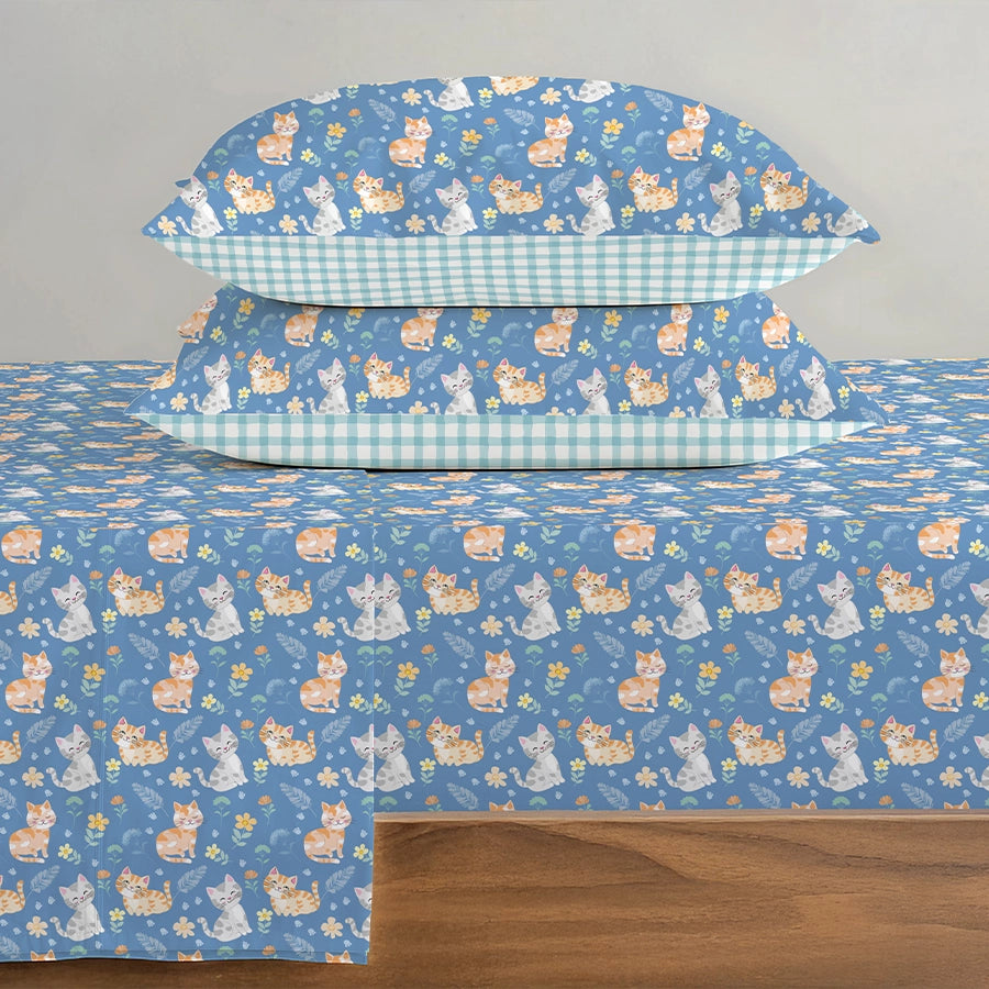 Pillow Cover | Cutie Cats | 100% Cotton | Pack of 2 Pillow Cases