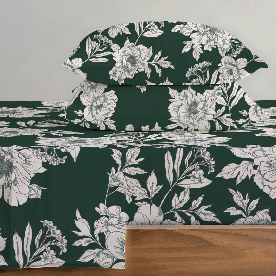 Bedsheet Set | Dreamy Flora | 100% Cotton Single Size Bedsheet with 1 Pillow Case
