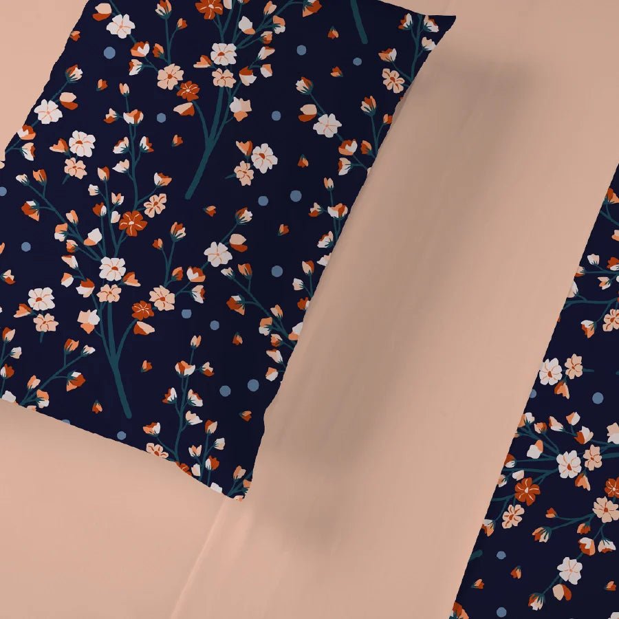 Bedsheet Set | Dusk Flora | 100% Cotton Single Size Bedsheet with 1 Pillow Case