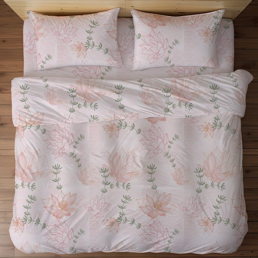 Bedsheet Set | Elegant Floral | 100% Cotton King Size Bedsheet + 2 Pillow Cases