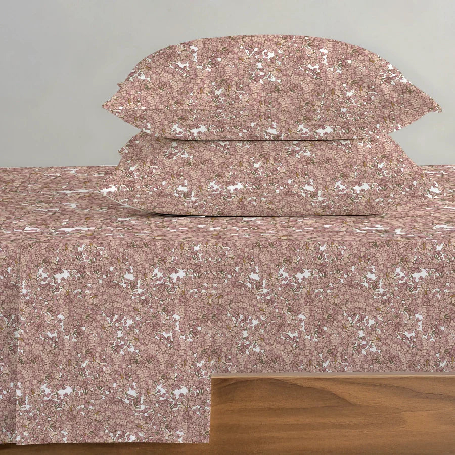 Bedsheet Set | Mini Flora | 100% Cotton Single Size Bedsheet with 1 Pillow Case