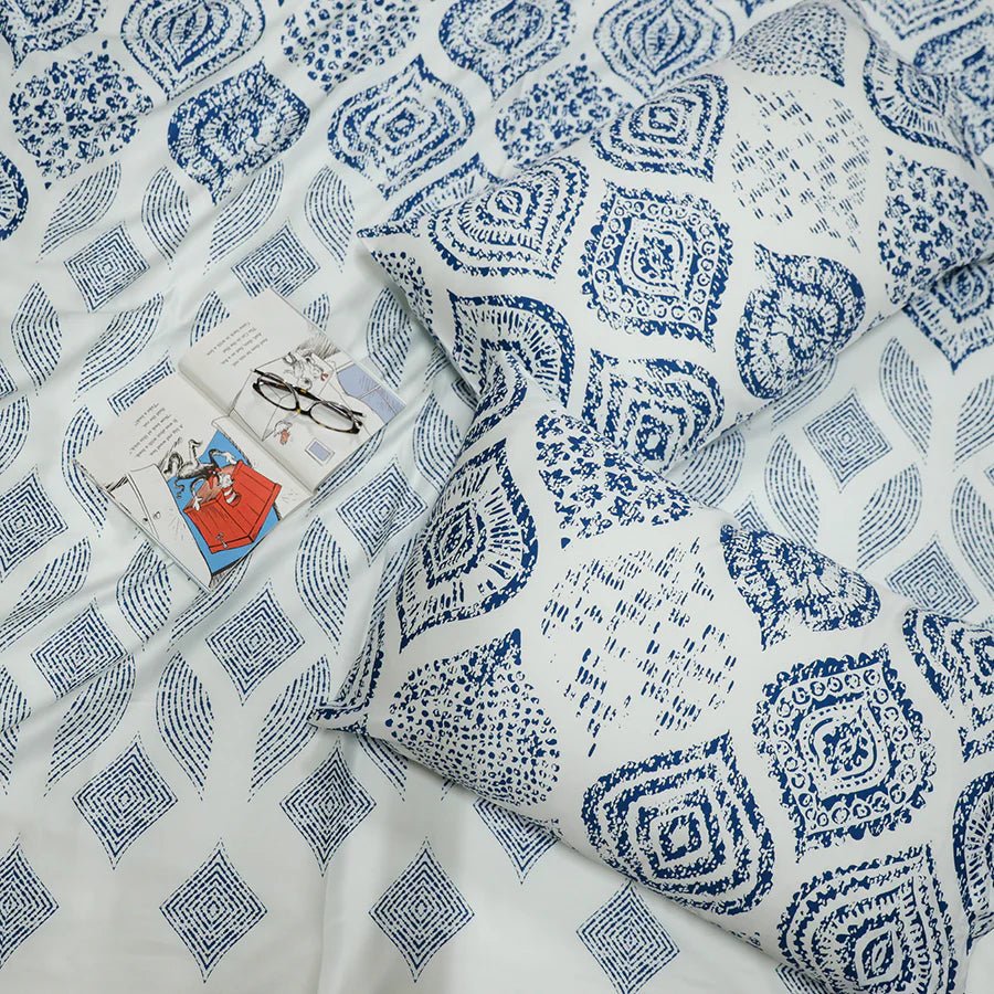 Bedsheet Set | Fishnet Motif | 100% Cotton Single Size Bedsheet with 1 Pillow Case