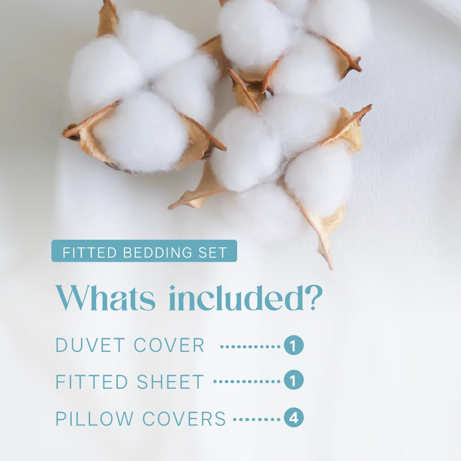 Bedding Bundle | Fitted Bedsheet Set with Duvet Cover | Swiss Dot | 500TC