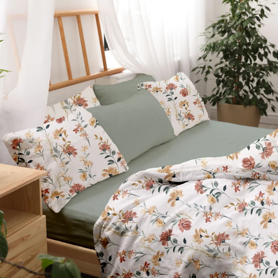 Bedsheet Set | Wild Bloom | 100% Cotton Single Size Bedsheet with 1 Pillow Case