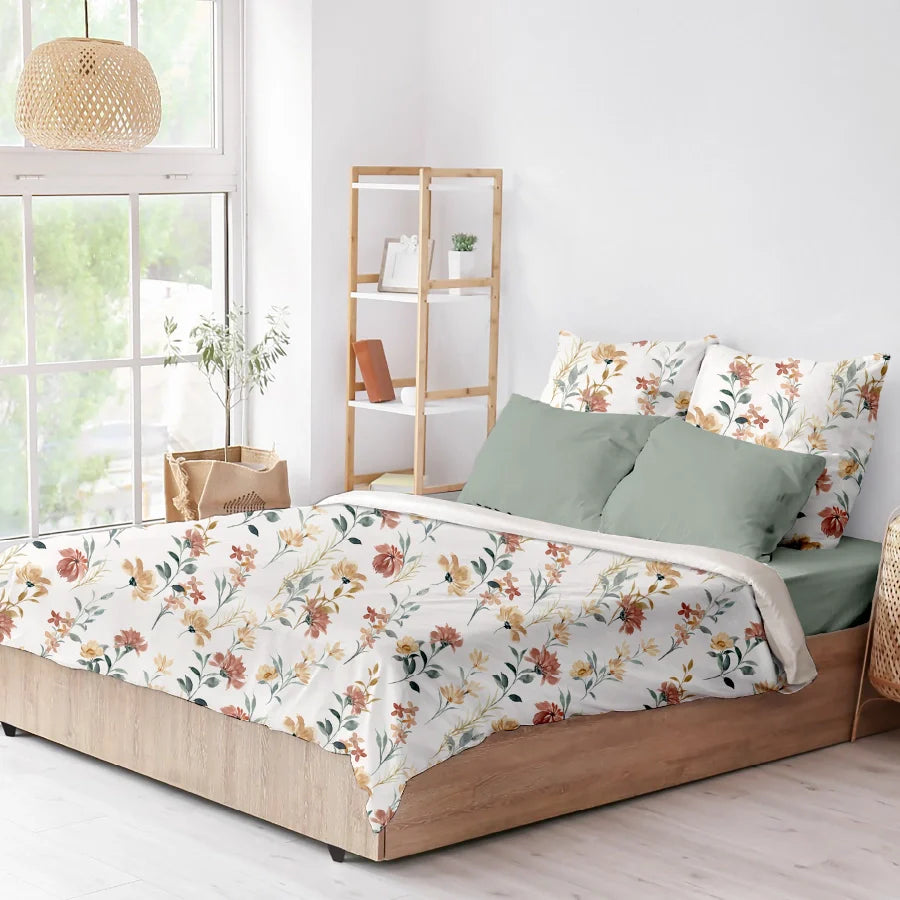 Bedsheet Set | Wild Bloom | 100% Cotton Single Size Bedsheet with 1 Pillow Case