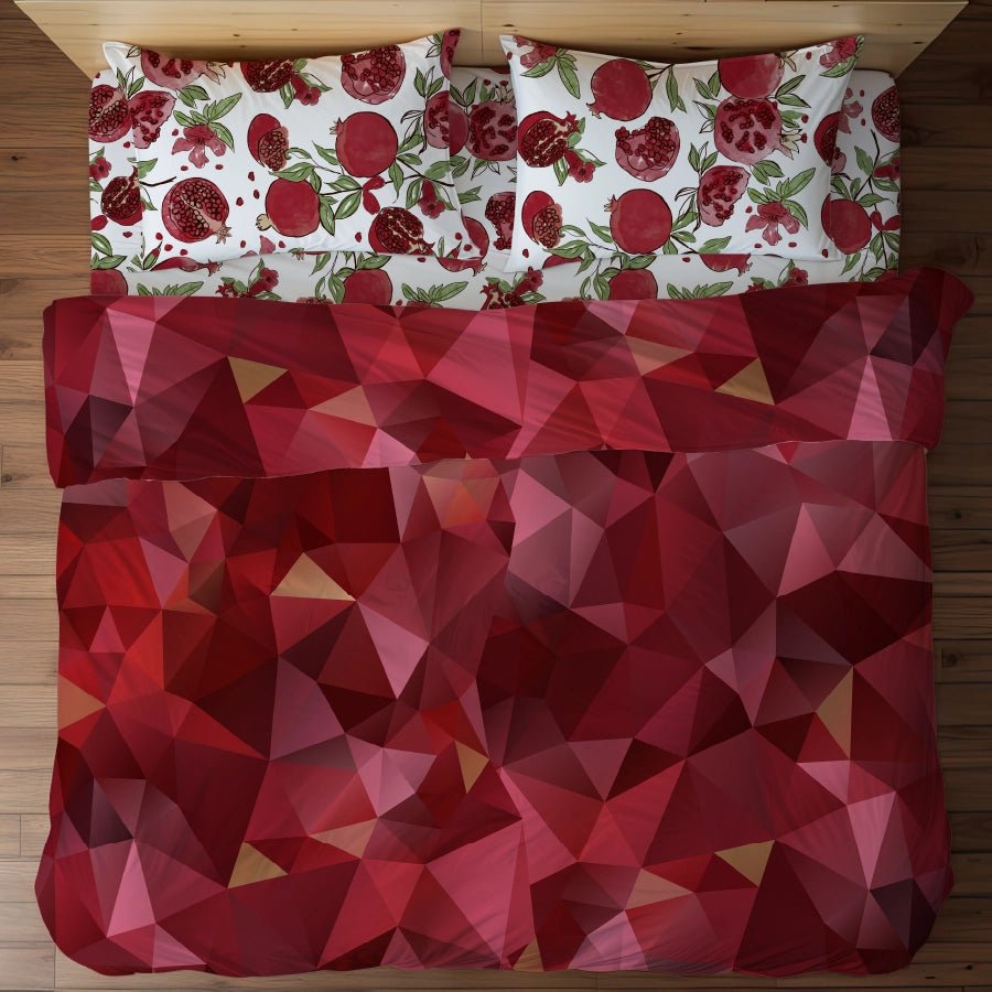 Duvet Cover | Garnet Bloom Red | 100% Cotton | Size : Double