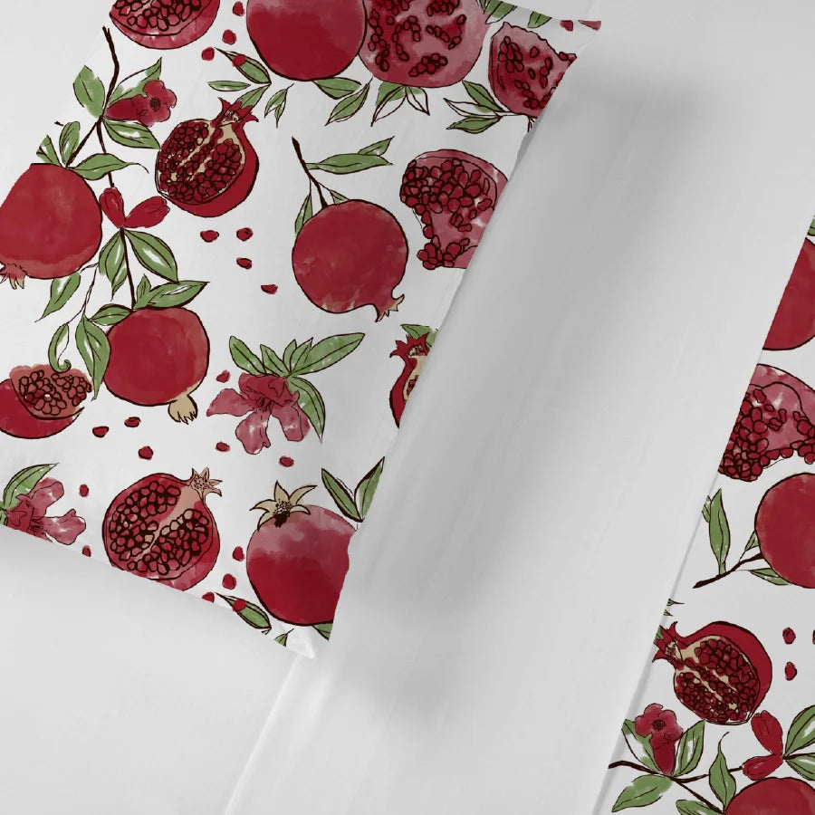 Bedsheet Set | Garnet Bloom White | 100% Cotton Single Size Bedsheet with 1 Pillow Case