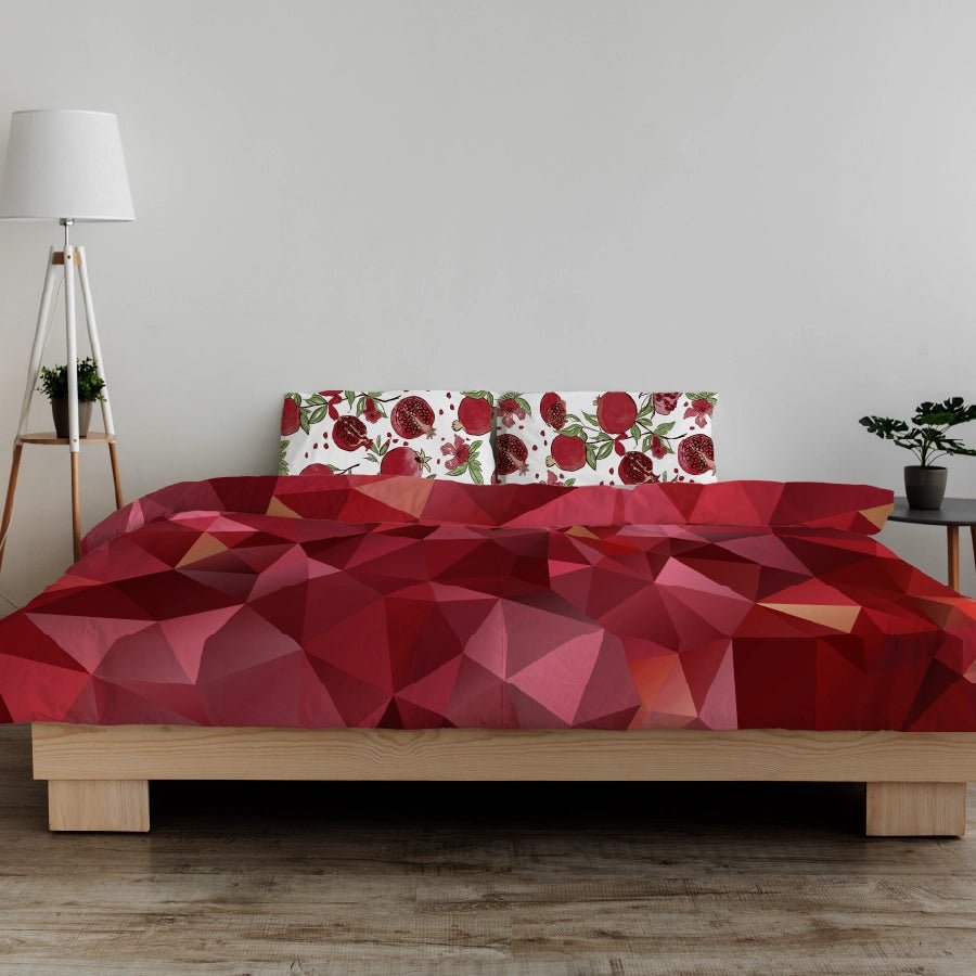 Duvet Cover | Garnet Bloom Red | 100% Cotton | Size : Double