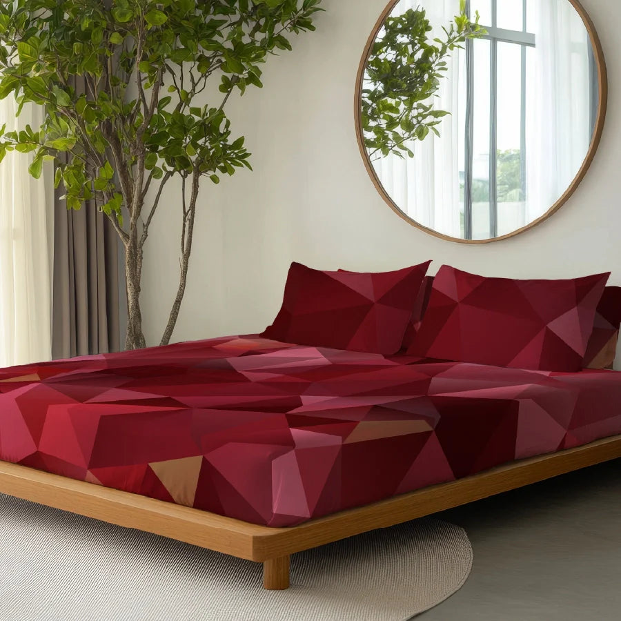 Bedsheet Set | Garnet Bloom Red | 100% Cotton Single Size Bedsheet with 1 Pillow Case