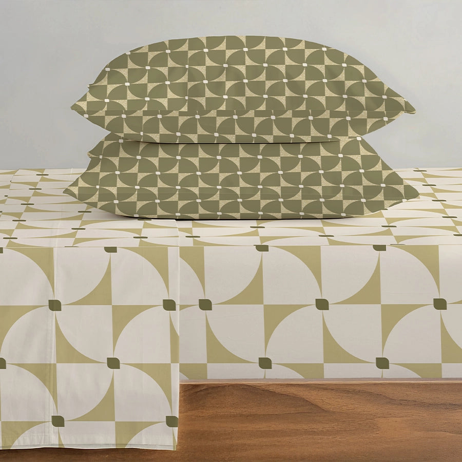 Pillow Cover | Geo Floral | 100% Cotton | Pack of 2 Pillow Cases