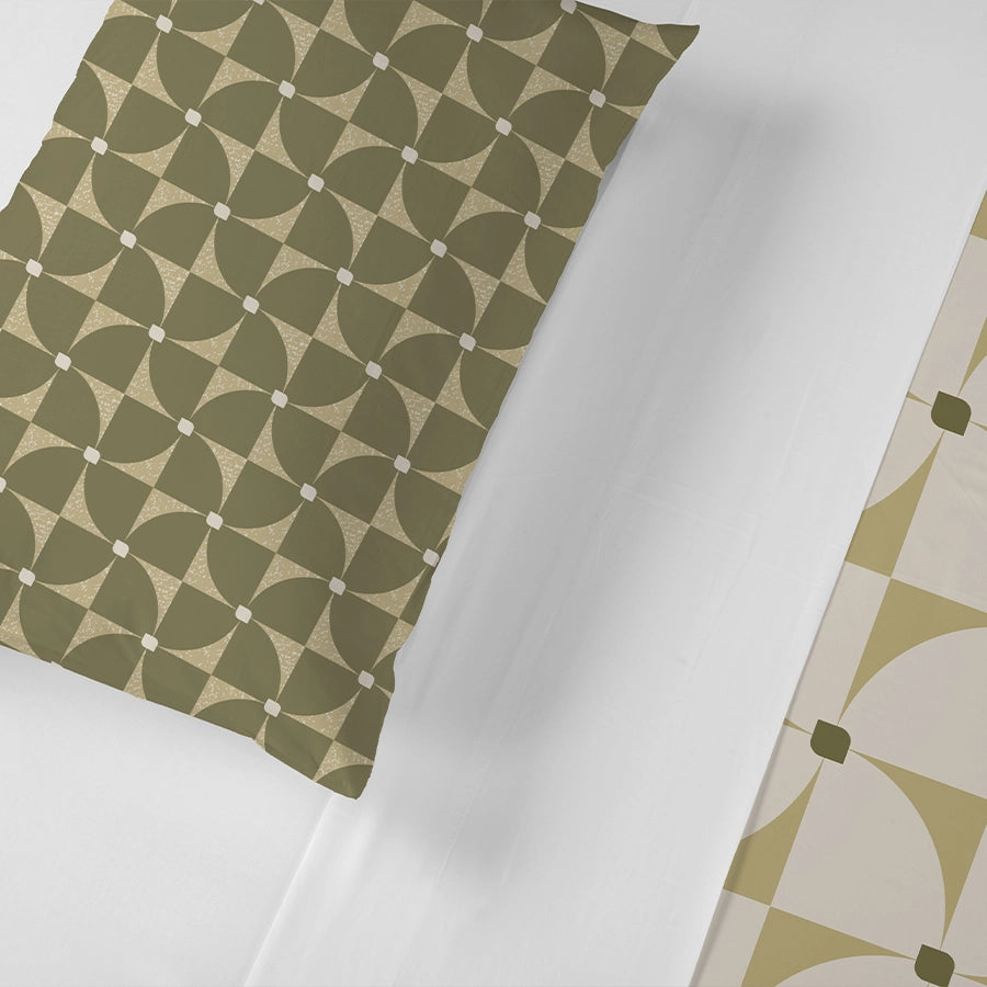 Bedsheet Set | Geo Floral | 100% Cotton King Size Bedsheet + 2 Pillow Cases
