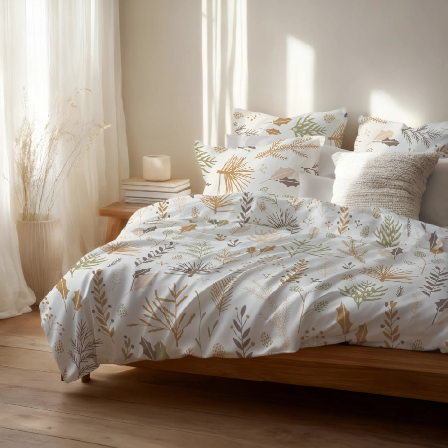 Comfort Bundle | Bedsheet Set with Quilt & Pillows | Harvest Leaves