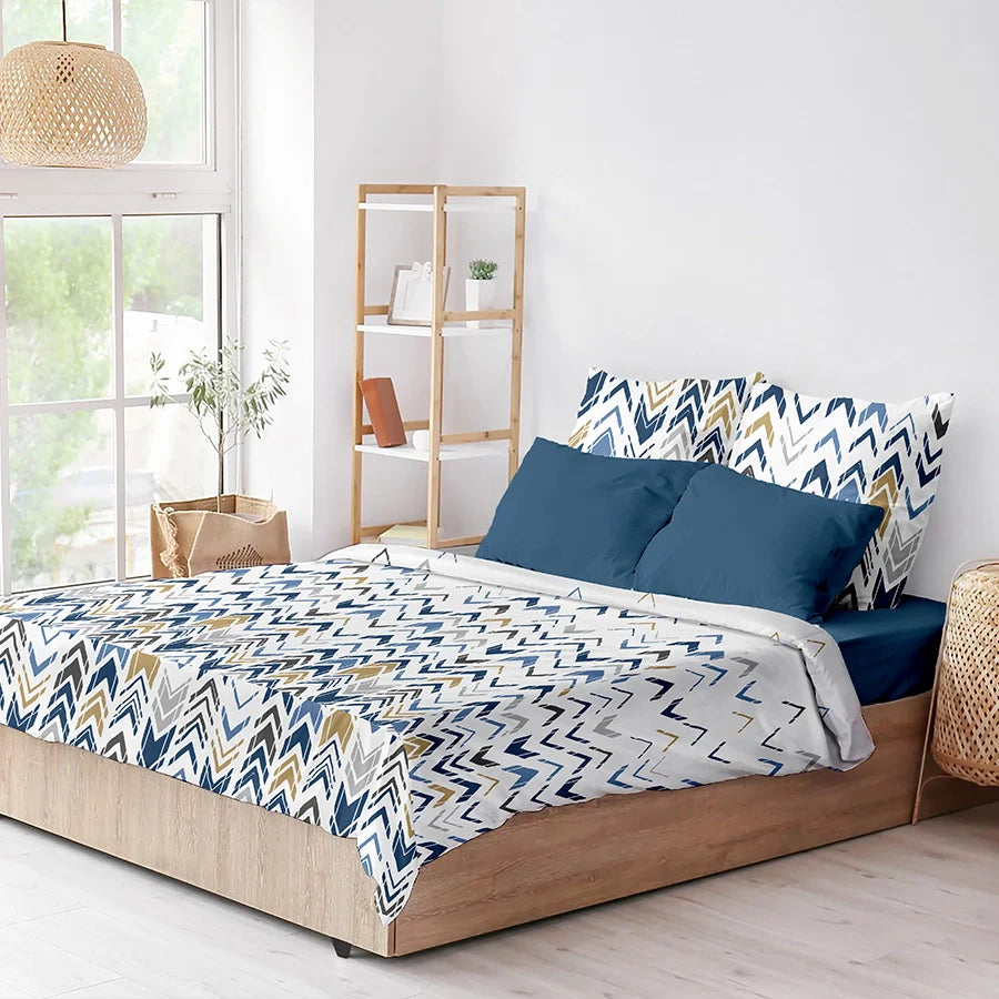 Bedsheet Set | Pastel Herringbone | 100% Cotton Single Size Bedsheet with 1 Pillow Case