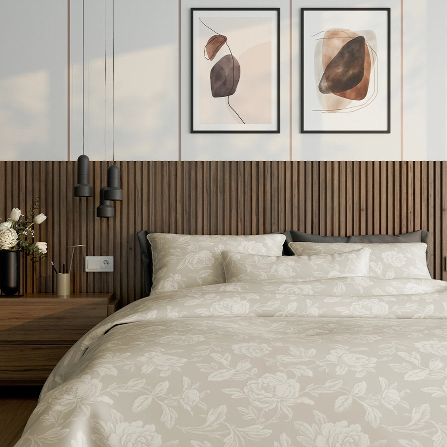 Duvet Cover | Jacquard Rose | 100% Cotton | Size : Double | 300TC