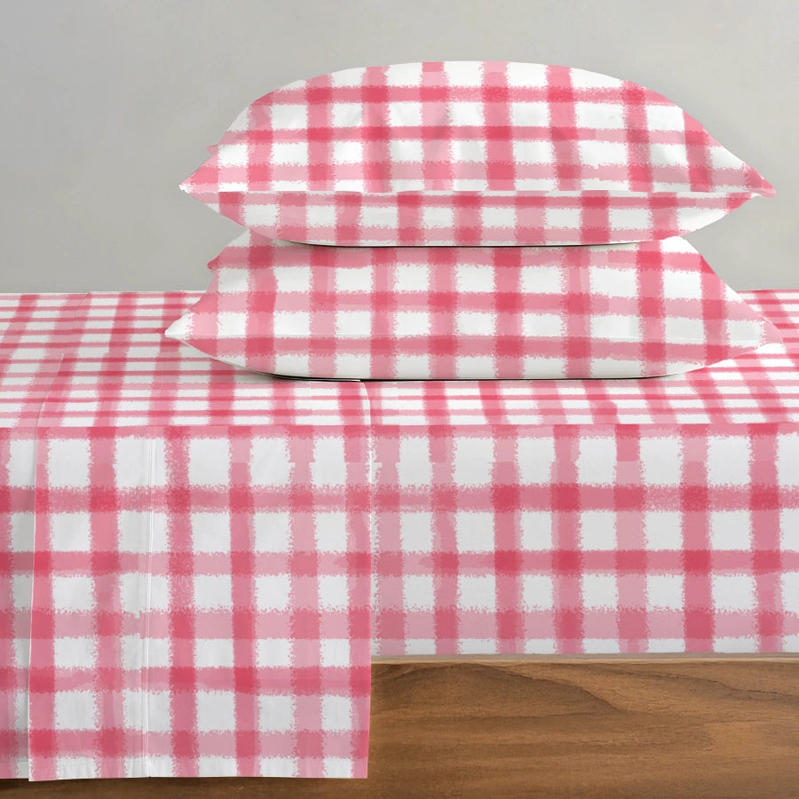 Pillow Cover | Water Color Checks | 100% Cotton | Pack of 2 Pillow Cases