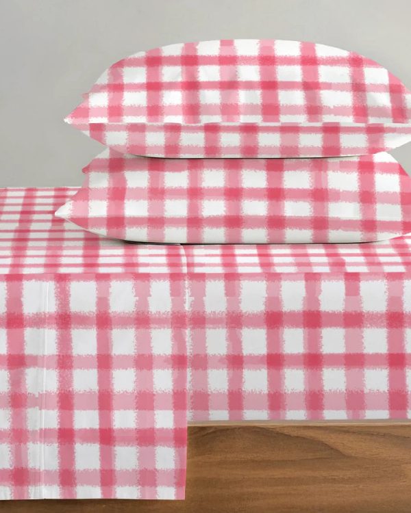 Bedsheet Set | Water Color Checks | 100% Cotton Single Size Bedsheet with 1 Pillow Case