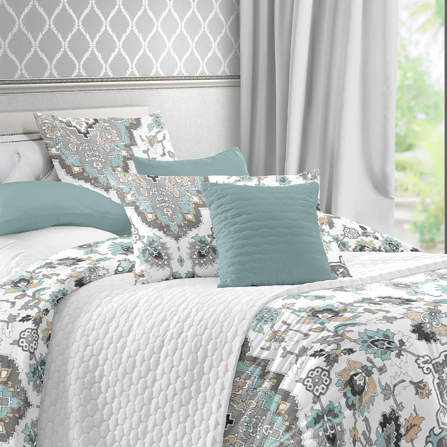 Comfort Bundle | Bedsheet Set with Quilt & Pillows | Medallion Earth