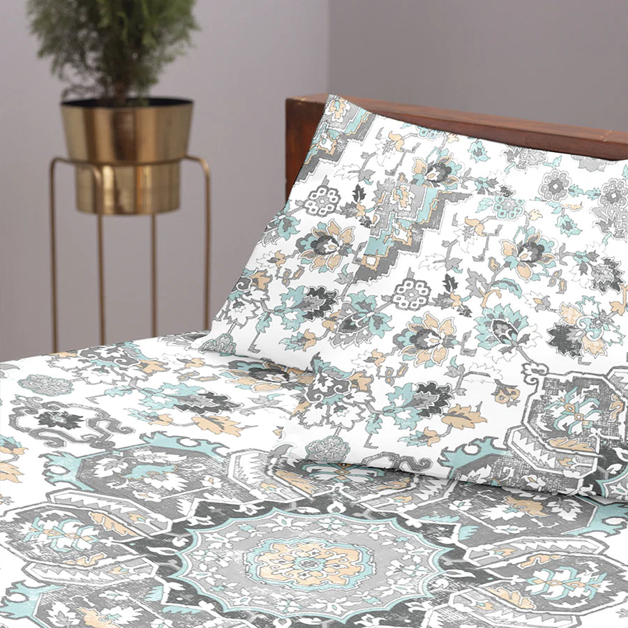 Comfort Bundle | Bedsheet Set with Quilt & Pillows | Medallion Earth