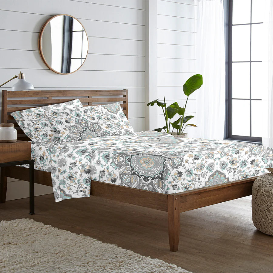 Comfort Bundle | Bedsheet Set with Quilt & Pillows | Medallion Earth
