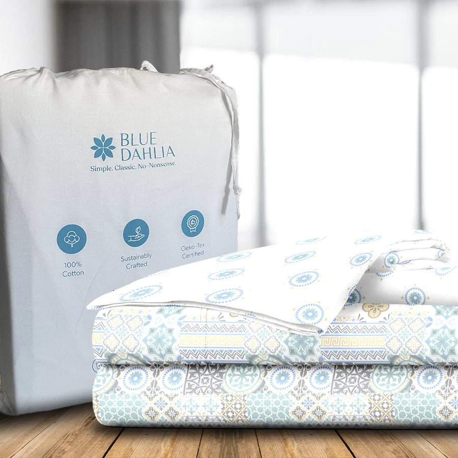 Bedsheet Set | Morocco Tiles | 100% Cotton Single Size Bedsheet with 1 Pillow Case