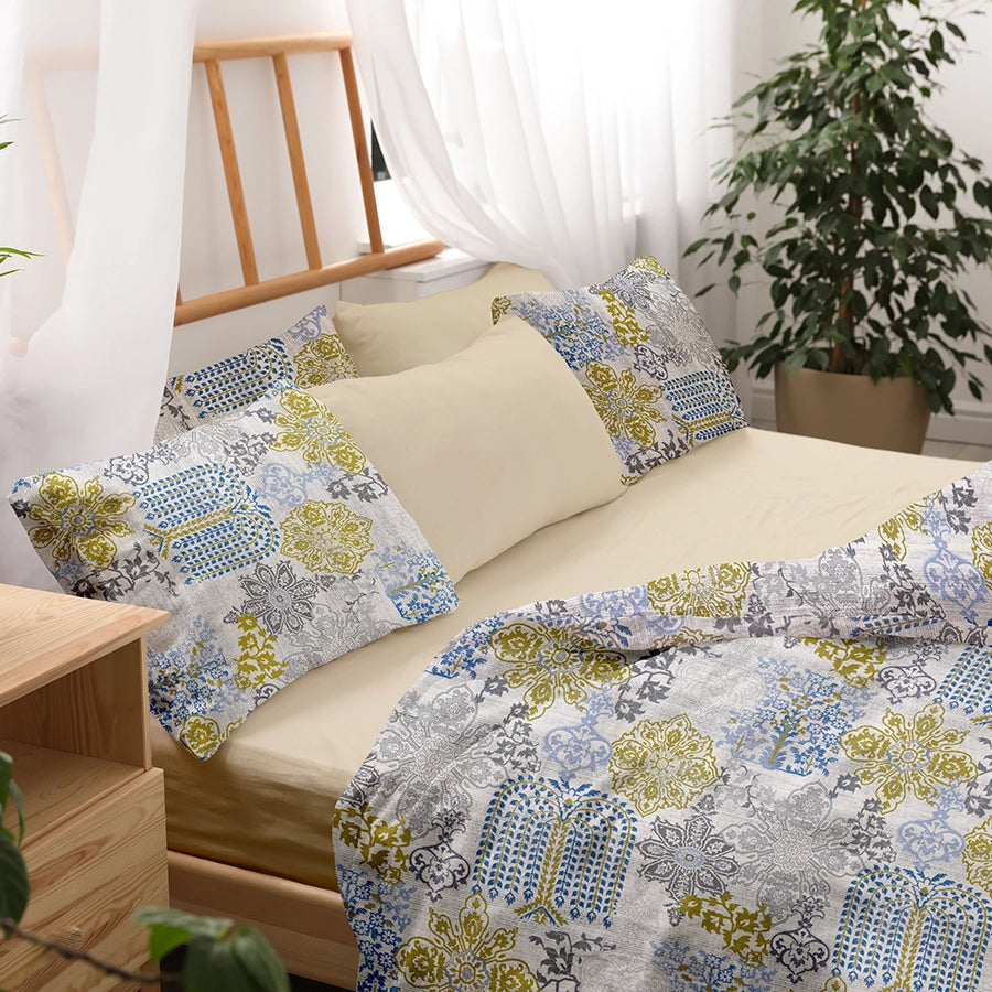 Duvet Cover | Pastel Brocade | 100% Cotton | Size : Double