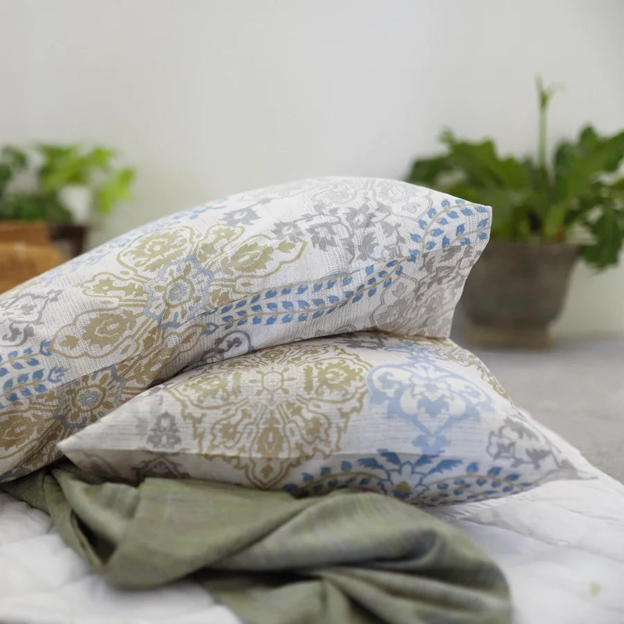 Bedsheet Set | Pastel Brocade | 100% Cotton Single Size Bedsheet with 1 Pillow Case