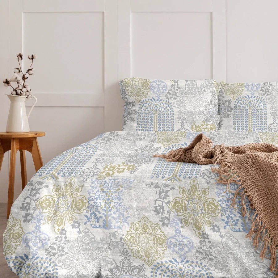 Bedsheet Set | Pastel Brocade | 100% Cotton Single Size Bedsheet with 1 Pillow Case