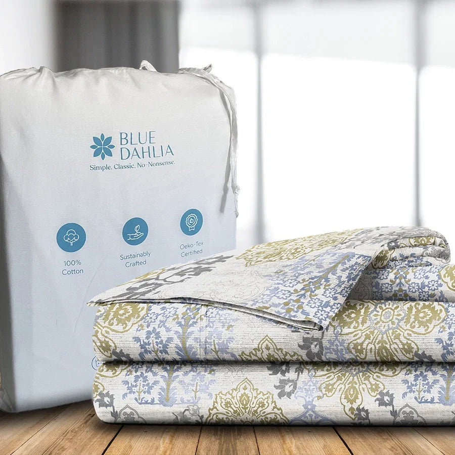 Bedsheet Set | Pastel Brocade | 100% Cotton Single Size Bedsheet with 1 Pillow Case
