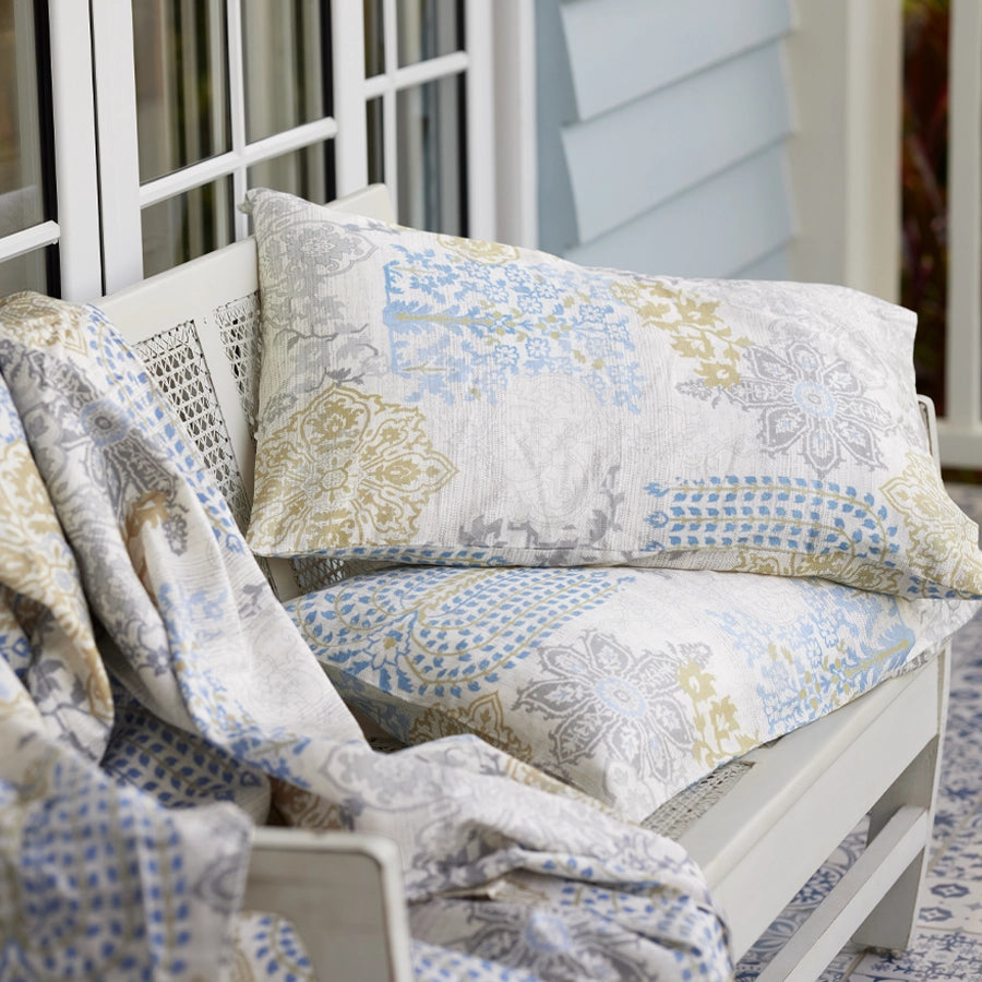 Bedding Bundle | Pastel Brocade | 100% Cotton Fitted Bedsheet Set with Duvet Cover
