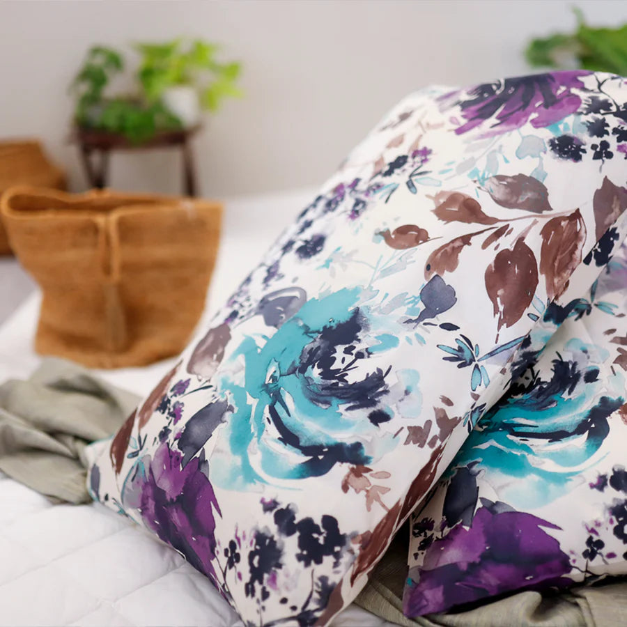 Bedsheet Set | Peonies Wisteria Purple | 100% Cotton King Size Bedsheet + 2 Pillow Cases