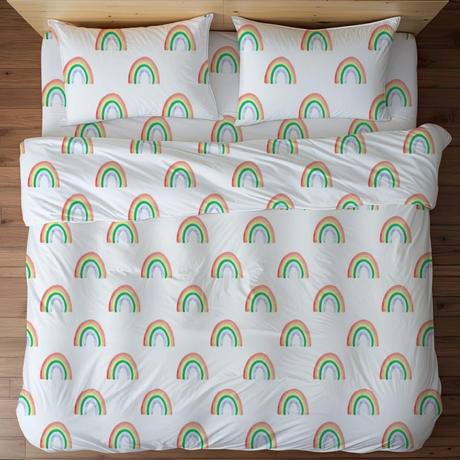 Bedsheet Set | Rainbow Sprinkles | 100% Cotton King Size Bedsheet + 2 Pillow Cases