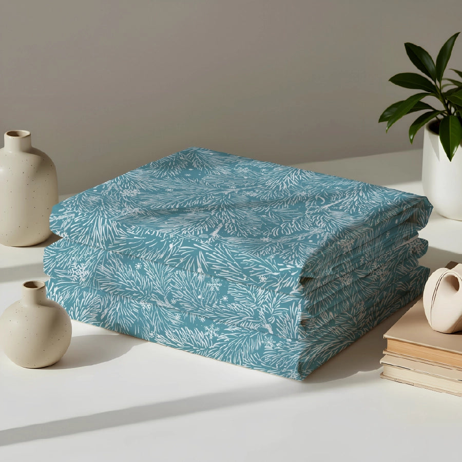 Bedsheet Set | Snowy Drift | 100% Cotton King Size Bedsheet + 2 Pillow Cases